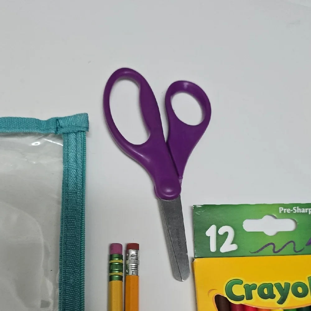 Crayola Colored Pencils with Teal Pouch and Purple Scissors